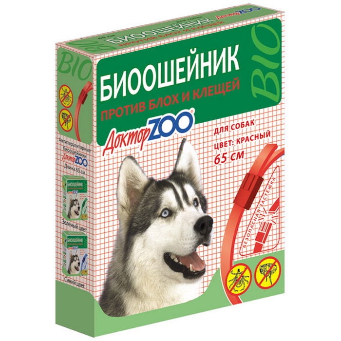 Биоошейник «ДокторZOO» для собак против блох и клещей (красный) фото