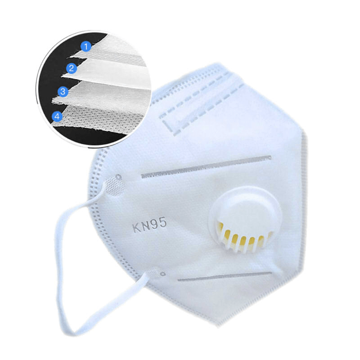 Защитная маска респиратор KN 95 с клапаном (белая) фото