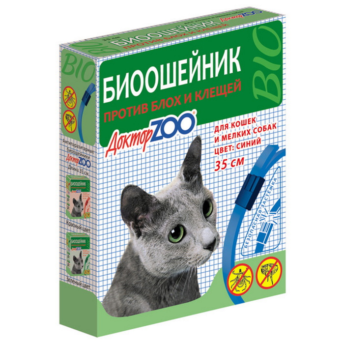 Биоошейник «ДокторZOO» для собак и кошек против блох и клещей (синий) фото
