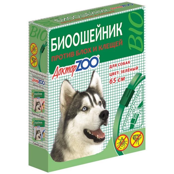 Биоошейник «ДокторZOO» для собак против блох и клещей (зеленый) фото