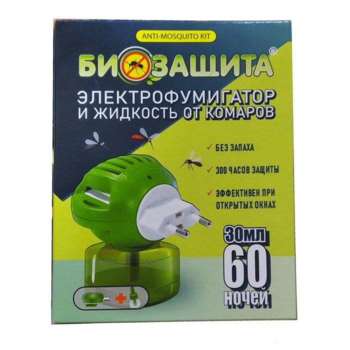 Биозащита набор фумигатор и жидкость от комаров без запаха 60 ночей фото